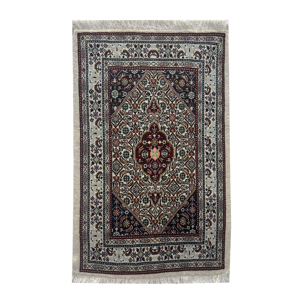 Tapete Persa Mood Bege com Vermelho 90x54cm Ideal para Hall e Quarto