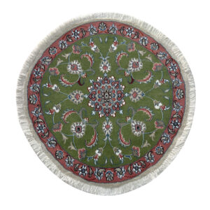 Tapete Persa Nain Redondo Verde Decorativo para Sala e Hall 1,00x1,00cm