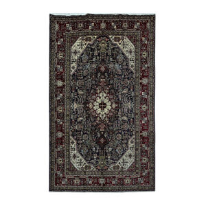 Tapete Persa Azarshar Azul com Vermelho 3,15x2,10cm Conforto