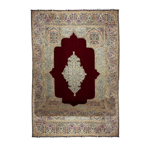 Tapete Persa Kirman Vermelho com Bege 3,53x2,76 m