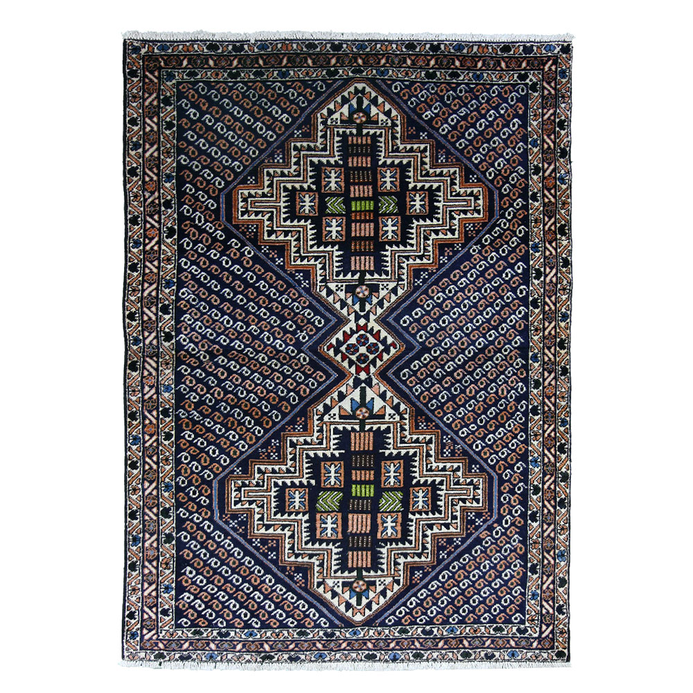Tapete Persa Sharababak Azul Escuro 1,40x1,00cm Conforto