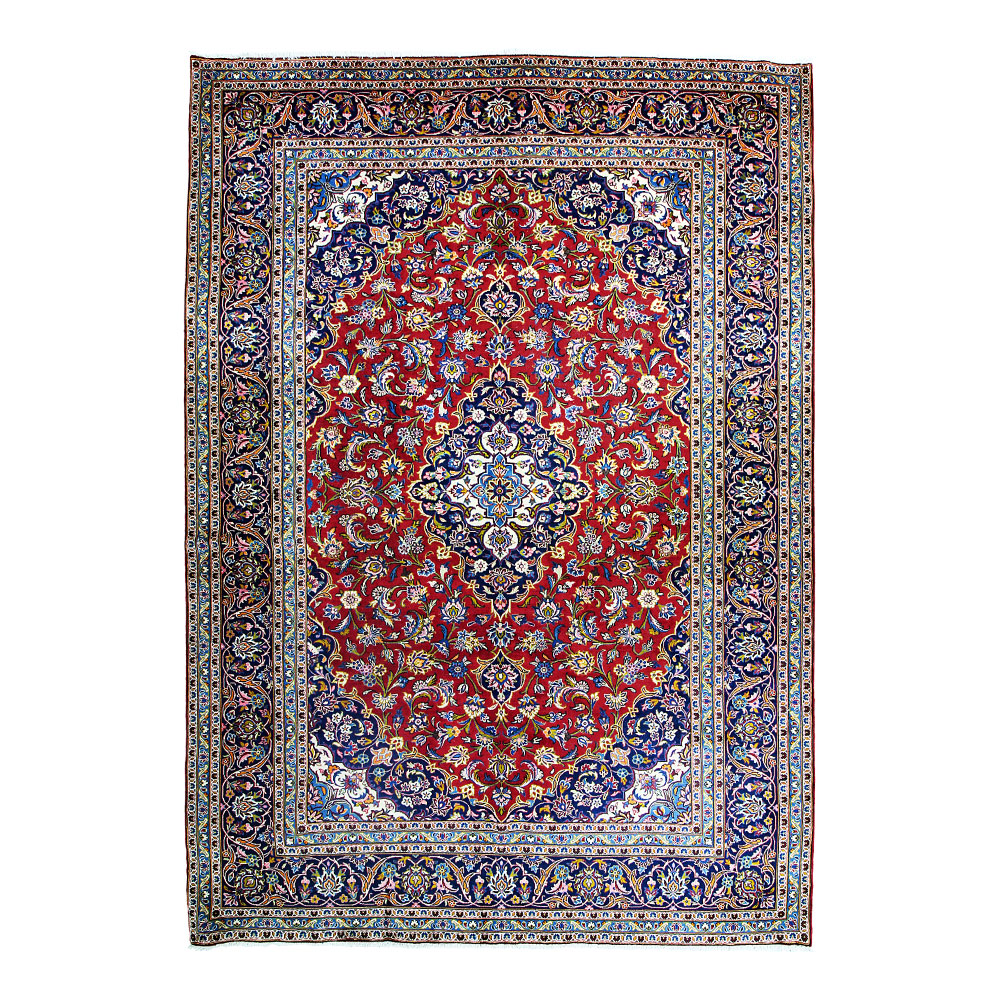 Tapete Persa Kashan Vermelho 3,55x2,50 Decorativo para Sala