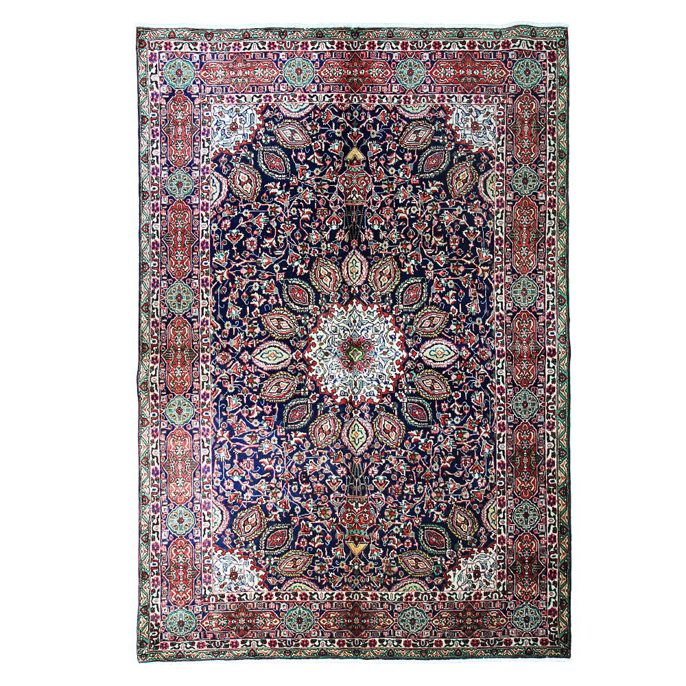 Tapete Persa Tabriz Azul 3,00x2,02 Decoração Sofisticada